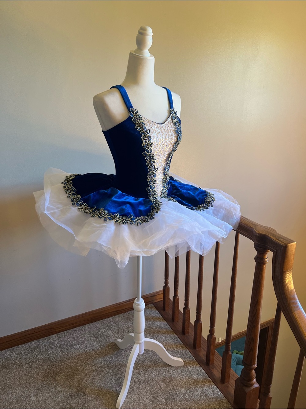 Royal Blue Velvet and White Classical Ballet Tutu Dress by Revolution Adult Med
